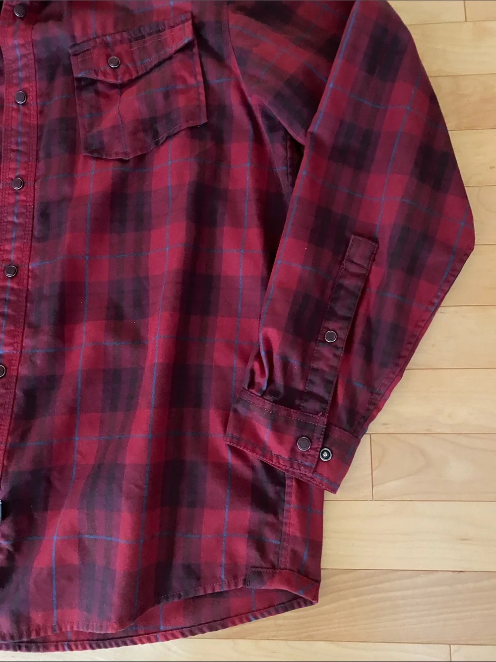 The North Face Red Plaid Long-Sleeve Snap Button-Down Shirt